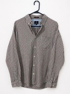 Ben Sherman Red Blue Micro Check Stretch Shirt Men’s M